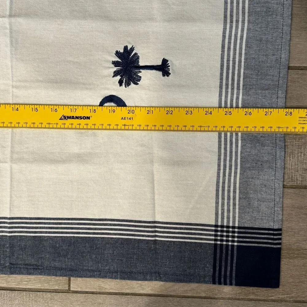 Dunroven House South Carolina Palm & Moon 6 Embroidered Napkins + Tea Towel